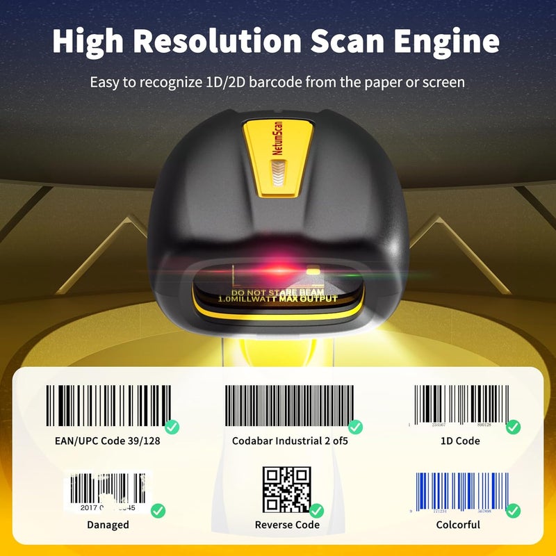 NetumScan Industrial Bluetooth QR Barcode Scanner, IP67 Waterproof & 7M Drop Proof, 2600mAh Wireless 1D 2D Bar Code Scanner with Charging Stand for Store, POS, Computer, iPhone, Android RD-1288(NS) - Image 2